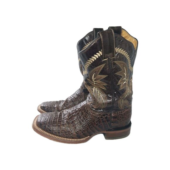 SOTO Boots Caiman Belly Print Men\'s Cowboy Boots Size 9 Brown main image 4